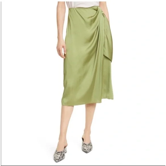 Club Monaco Skirts Club Monaco Midi Wrap Skirt Green Size